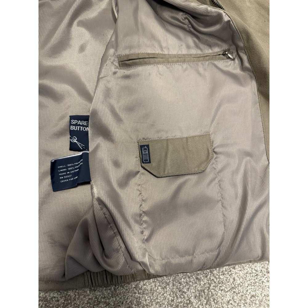 Newport Harbor Tailored Bomber Jacket Faux Suede Size L Tan/Beige/Khaki, Lined - Picture 12 of 15